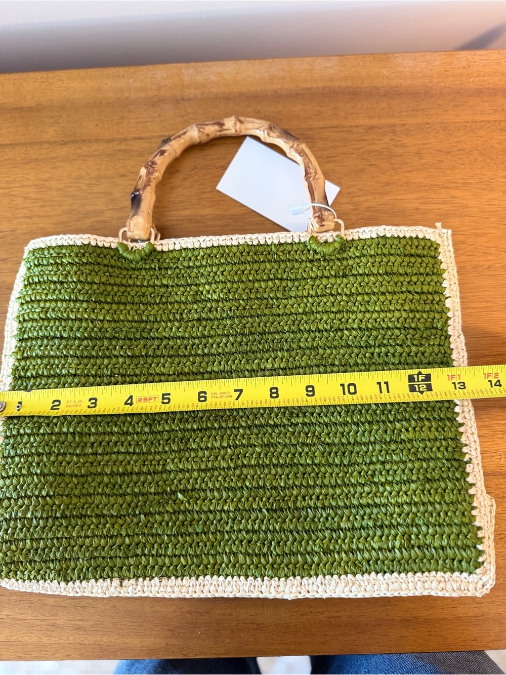 Baldiz Piper Bamboo Bag Olive Green Hay Raffia Tote NWT Retail $245 - Picture 5 of 10